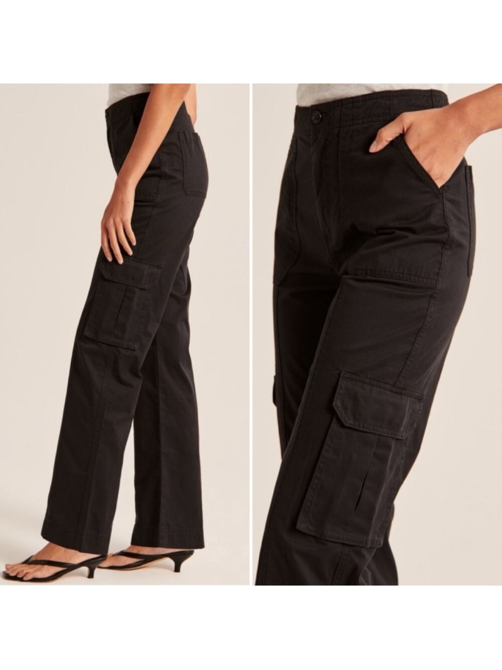 Abercrombie & Fitch Black Straight-Leg Cargo Pants